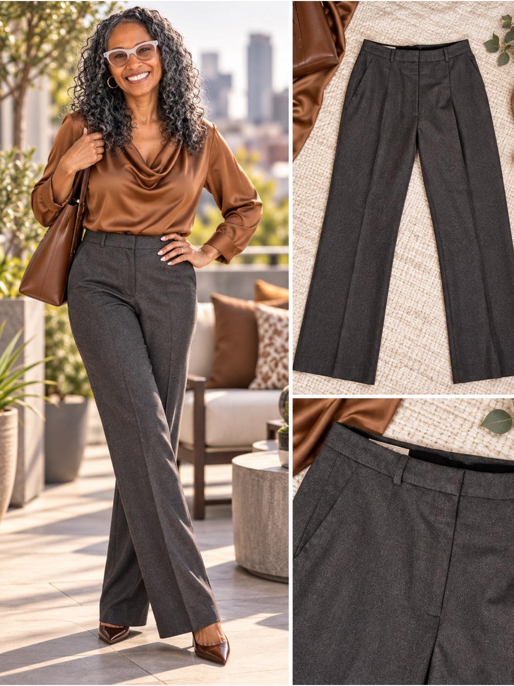 Brooks Brothers Woman’s Charcoal Wool Blend Dress Pants - Flat Front Size 2